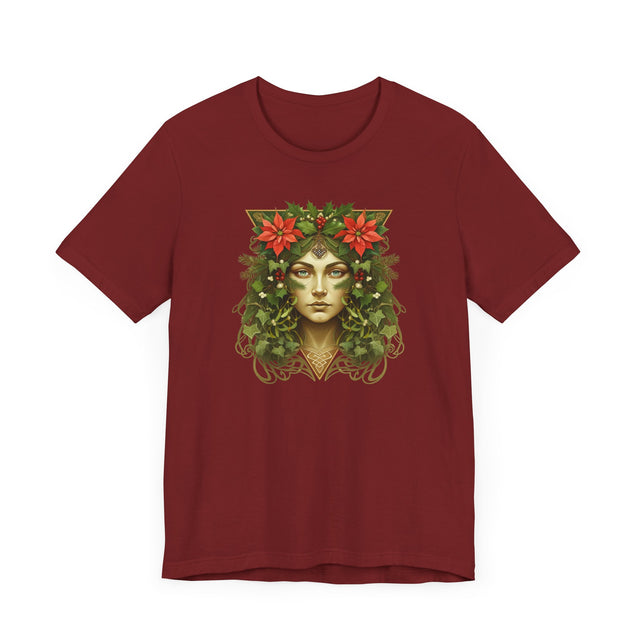Celtic Christmas Green Woman T-shirt, Winter Nature Shirt