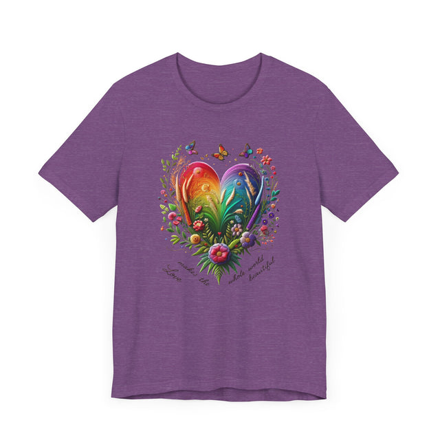 Love Makes The Whole World Beautiful Heart Shirt, Rainbow Heart T-shirt,