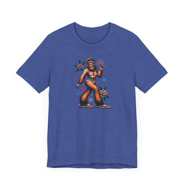 Hippy Chick Bigfoot T-shirt, Flash Tattoo Style Shirt