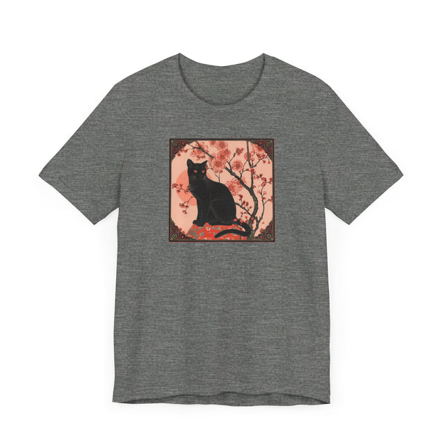 Black Cat Flowers T-shirt, Cat Lover Top, Halloween Tee