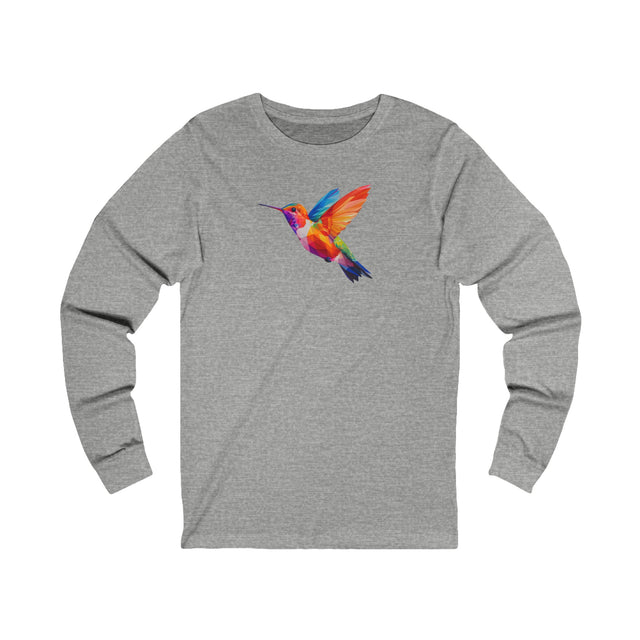 Geometric Rainbow Hummingbird Long Sleeve T-shirt,Pride Shirt,Queer Top,Rainbow Animals,LGBTQ+ Tee,Bird Lover Gift,Gay,Lesbian,Bisexual,Trans