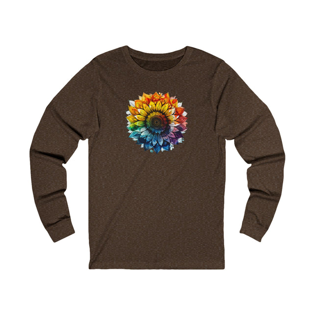 Rainbow Sunflower Alcohol Ink T-shirt, Pride Shirt, Long sleeve Tee