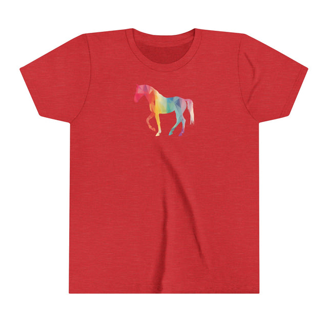 Geometric Rainbow Horse T-shirt,Pride Shirt,Equine Lover Top,Rainbow Animals,LGBTQ+ Tee,Queer,Gay,Lesbian,Bisexual,Trans,Youth Size