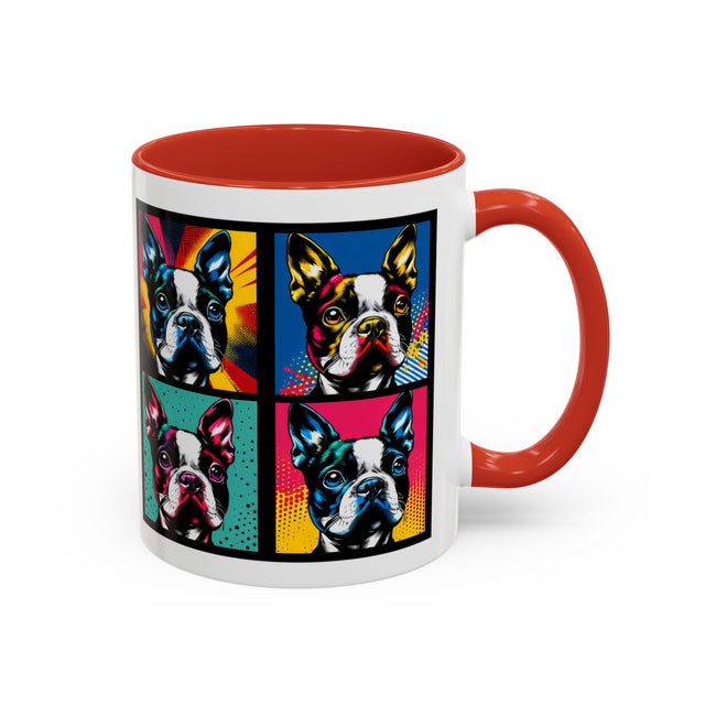 Boston Terrier Coffee Cup,4-Panel Pop Art Mug,Boston Terrier Lover,Boston Terrier Mom,Roundhead Dad,Dog Lover Gift,Boston Terrier Gift