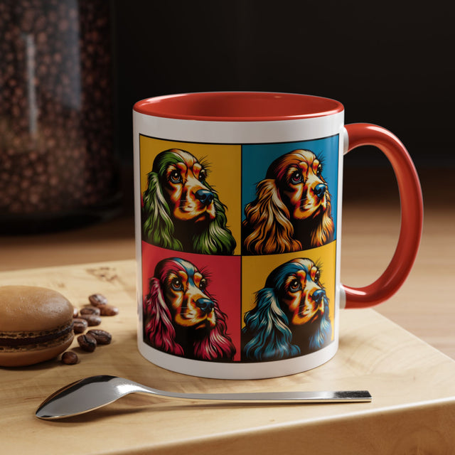 Cocker Spaniels Coffee Cup,4-Panel Pop Art Mug,Cocker Lover,Cocker Mom,Cocker Dad,Dog Lover Gift,Cocker Spaniel Gift