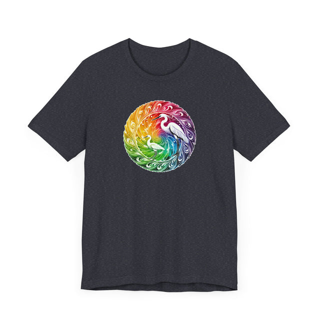 Rainbow Egret Spiral Mandala T-shirt, Bird Lover T shirt, LGBTQ+, BGLT,Pride Shirt