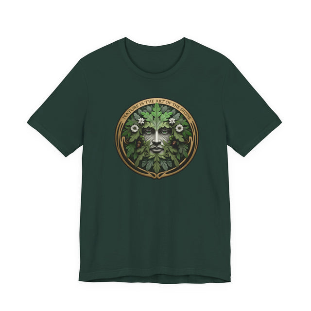 Green Man Nature is the Art of the Divine T-shirt, Nature Lover, Dante Quote