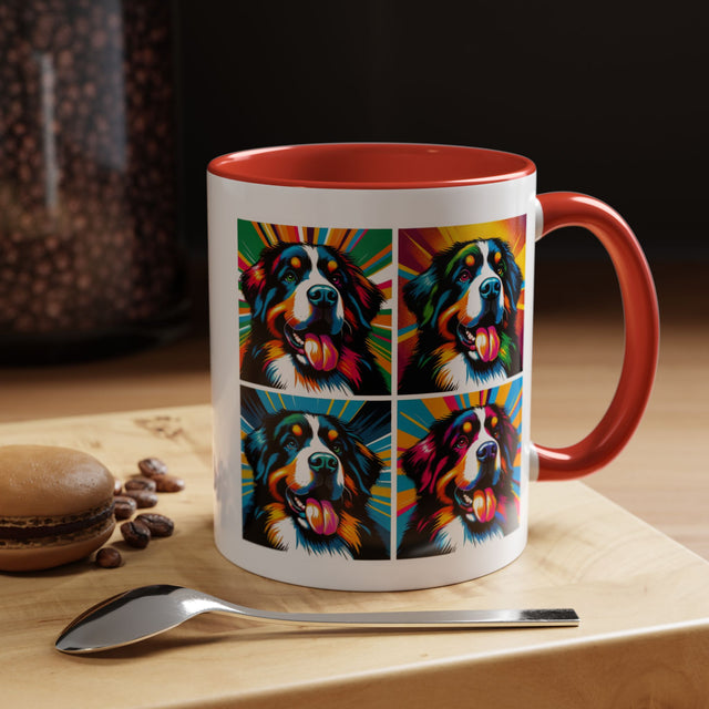 Bernese Mountain Dogs Coffee Cup,4-Panel Pop Art Mug,Berner Sennen Lover,Bernese Mom,Berner Dad,Dog Lover Gift,Bernese Mountain Dog Gift