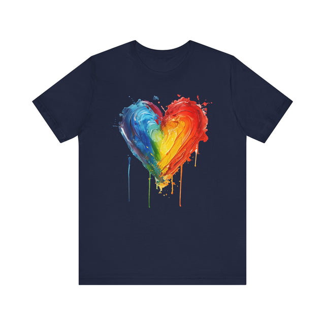Painted Rainbow Heart T-shirt,Pride Shirt, Gay Pride T shirt, LGBTQ+ Ally Tee, Queer