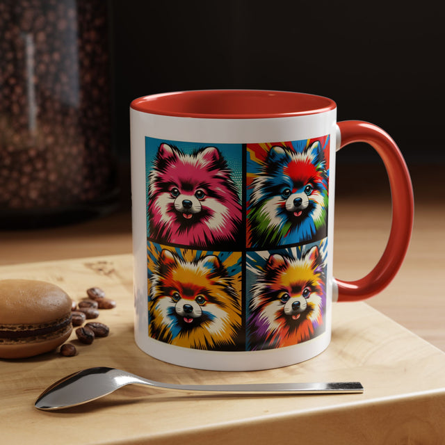 Pomeranians Coffee Cup,4-Panel Pop Art Mug,Pomeranian Lover,Pom Mom,Pom Pom Dad,Dog Lover Gift,Pomeranian Gift