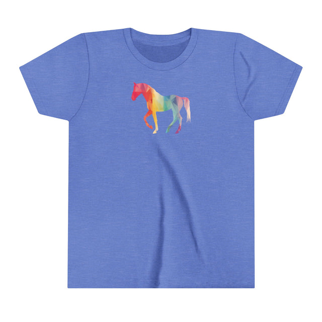 Geometric Rainbow Horse T-shirt,Pride Shirt,Equine Lover Top,Rainbow Animals,LGBTQ+ Tee,Queer,Gay,Lesbian,Bisexual,Trans,Youth Size