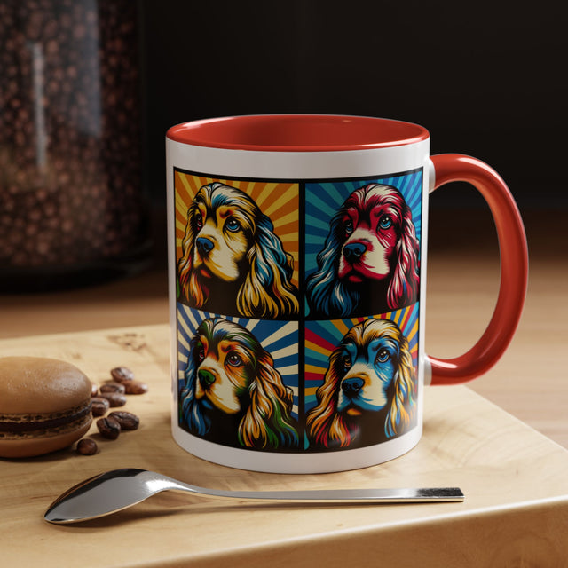 Cocker Spaniels Coffee Cup,4-Panel Pop Art Mug,Cocker Lover,Cocker Mom,Cocker Dad,Dog Lover Gift,Cocker Spaniel Gift