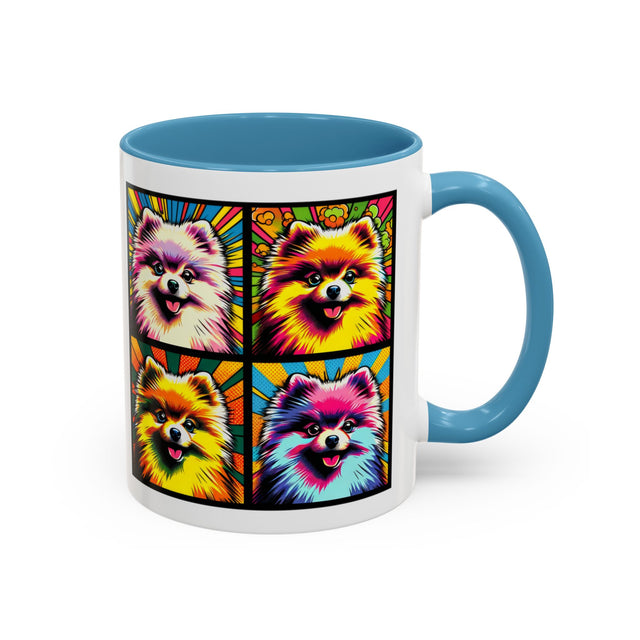 Pomeranians Coffee Cup,4-Panel Pop Art Mug,Pomeranian Lover,Pom Mom,Pom Pom Dad,Dog Lover Gift,Pomeranian Gift