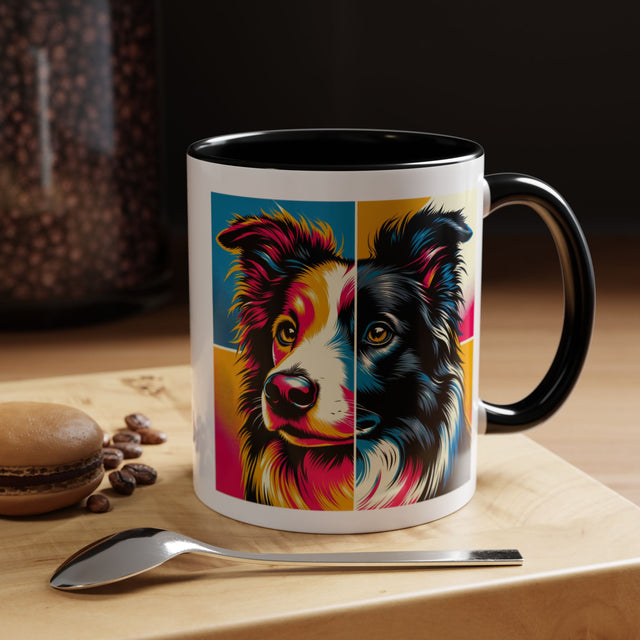 Border Collies Coffee Cup,4-Panel Pop Art Mug,Border Collie Lover,Border Collie Mom,Border Collie Dad,Dog Lover Gift,Border Collie Gift
