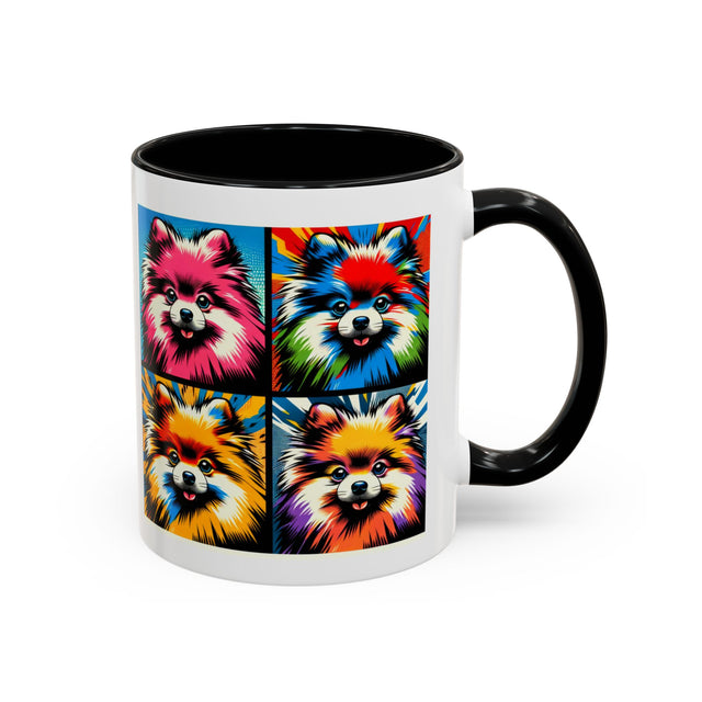 Pomeranians Coffee Cup,4-Panel Pop Art Mug,Pomeranian Lover,Pom Mom,Pom Pom Dad,Dog Lover Gift,Pomeranian Gift