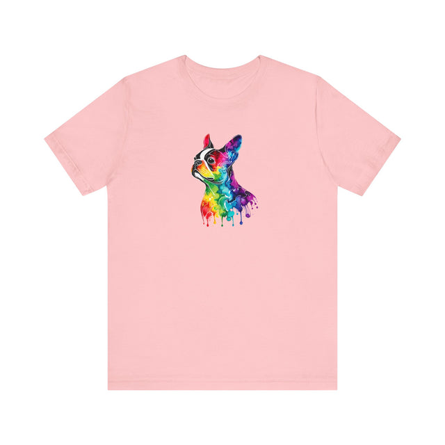 Rainbow Boston Terrier Head T-shirt,Pride Shirt,Dog Lover Top,Rainbow Animals,LGBTQ+ Tee, Boston Terrier Owner