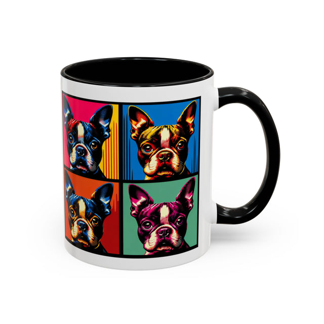 Boston Terrier Coffee Cup,4-Panel Pop Art Mug,Boston Terrier Lover,Boston Terrier Mom,Roundhead Dad,Dog Lover Gift,Boston Terrier Gift
