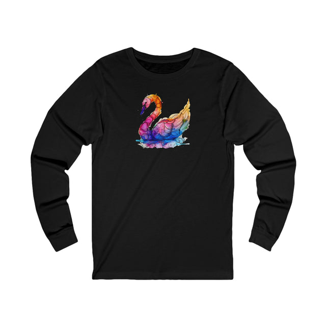 Rainbow Swan Long Sleeve T-shirt,Pride Shirt,Queer Top,Rainbow Animals,LGBTQ+ Tee,Bird Lover Gift