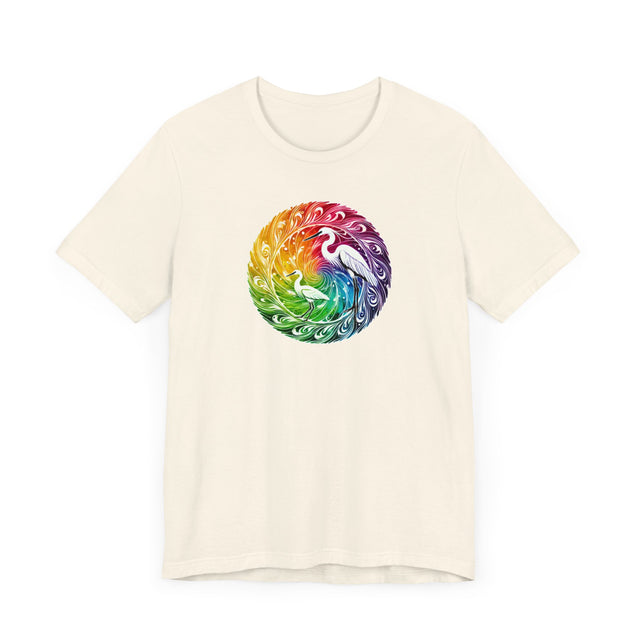 Rainbow Egret Spiral Mandala T-shirt, Bird Lover T shirt, LGBTQ+, BGLT,Pride Shirt