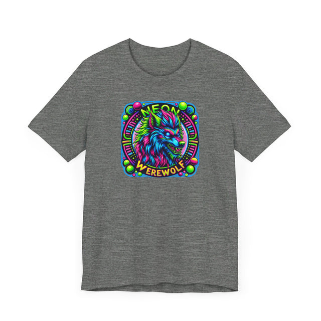 Neon Werewolf Circles T-shirt, Halloween Tee, Neon Goth