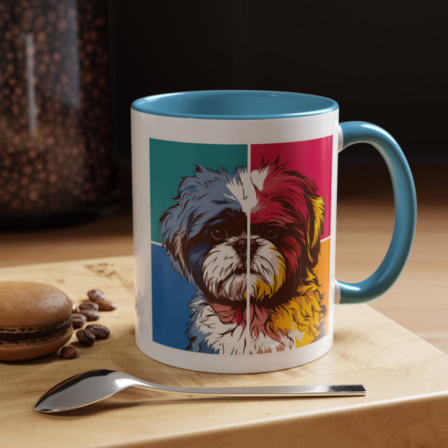 Shih Tzu Coffee Cup,4-Panel Pop Art Mug,Shih Tzu Lover,Shih Tzu Mom,Shih Tzu Dad,Dog Lover Gift,Shih Tzu Gift