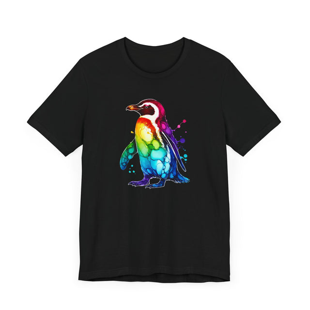 Rainbow Penguin Alcohol Ink T-shirt, Pride Shirt,Bird Lover T shirt, LGBTQ+, BGLT, Avian,Gray Heron