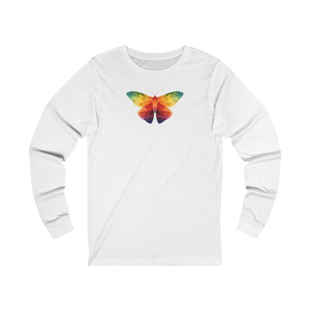 Rainbow Moth long sleeve T-shirt,Pride Shirt, Pride Parade Top, LGBTQ+ Tee, Nonbinary, Gay, Lesbian, Bisexual, Trans, BGLT, LBGT, Enby, Pansexual,Unisex Jersey Long Sleeve Tee