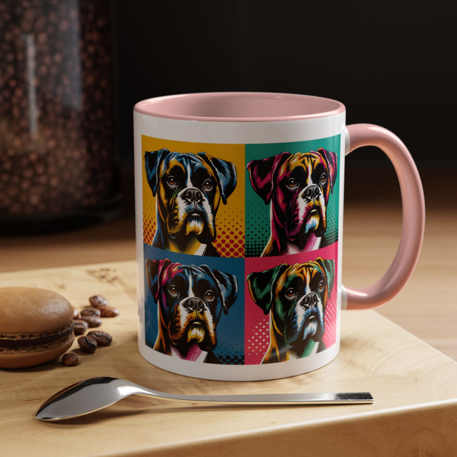 Boxers Coffee Cup,4-Panel Pop Art Mug,Boxer Lover,Boxer Mom,Boxer Dad,Dog Lover Gift,Boxer Gift