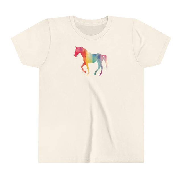 Geometric Rainbow Horse T-shirt,Pride Shirt,Equine Lover Top,Rainbow Animals,LGBTQ+ Tee,Queer,Gay,Lesbian,Bisexual,Trans,Youth Size