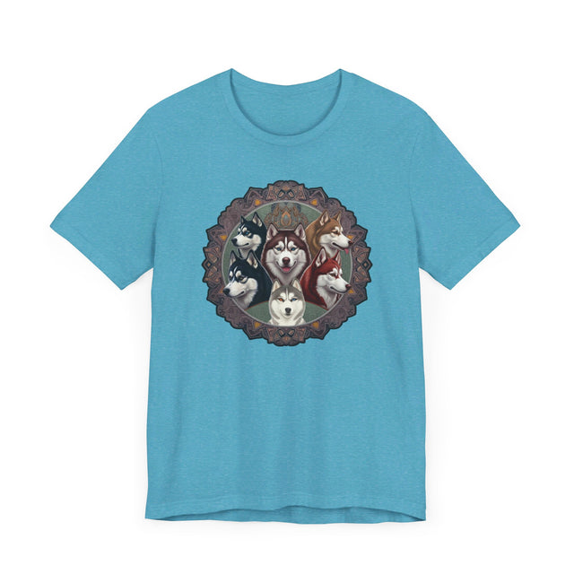 Siberian Husky Head Mandala T-shirt, Dog Lover Top, Husky owner