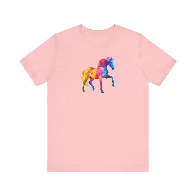 Geometric Rainbow Horse T-shirt,Pride Shirt,Equine Lover Top,Rainbow Animals,LGBTQ+ Tee,Pony,Colt