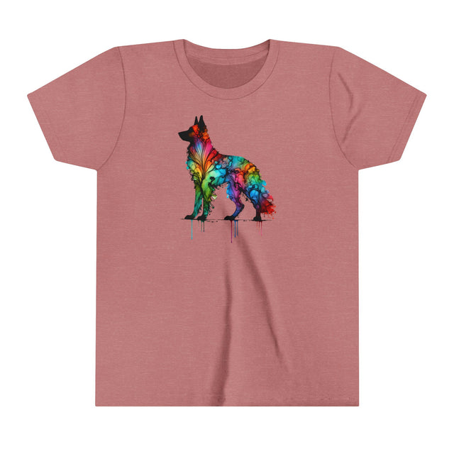 Rainbow German Shepherd Dog T-shirt,Pride Shirt,Dog Lover Top,Rainbow Animals,LGBTQ+ Tee,GSD Owner,Youth Size