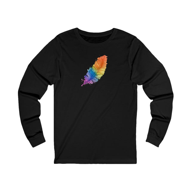 Rainbow Feather Long Sleeve T-shirt,Pride Shirt,Queer Top,Rainbow Animals,LGBTQ+ Tee,Bird Lover Gift,Gay,Lesbian,Bisexual,Trans