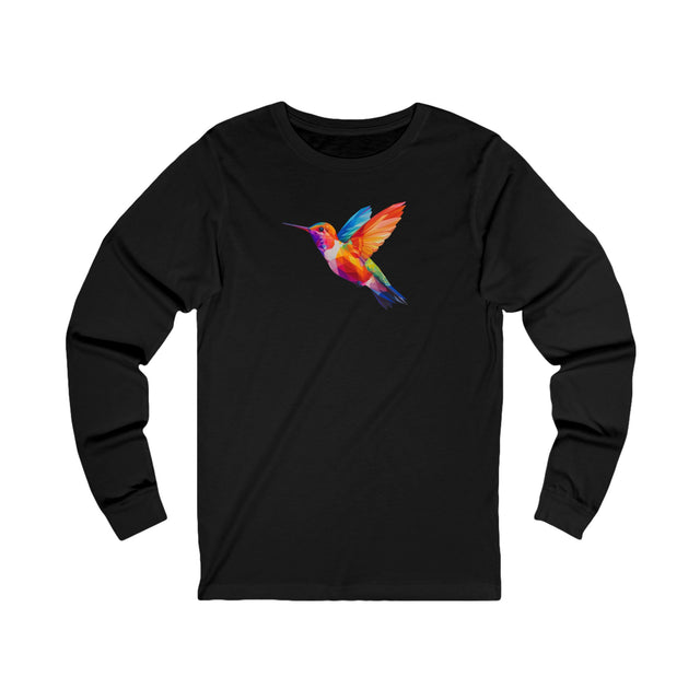Geometric Rainbow Hummingbird Long Sleeve T-shirt,Pride Shirt,Queer Top,Rainbow Animals,LGBTQ+ Tee,Bird Lover Gift,Gay,Lesbian,Bisexual,Trans