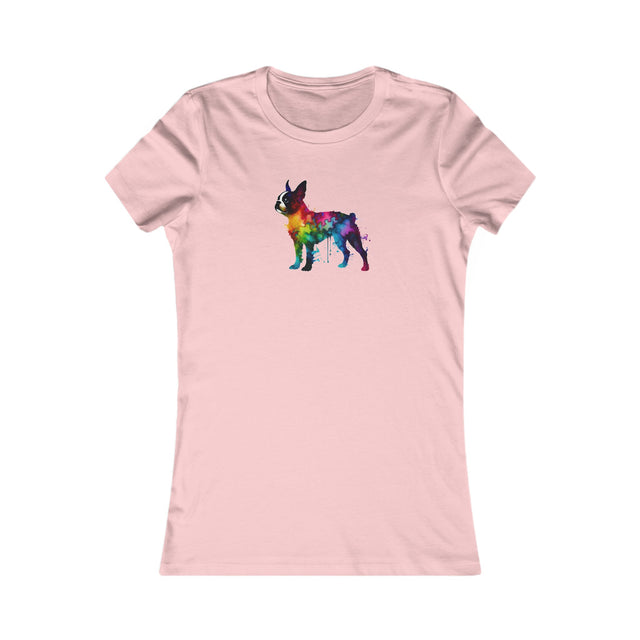 Rainbow Boston Terrier T-shirt,Pride Shirt,Dog Lover Top,Rainbow Animals,LGBTQ+ Tee,Boston Terrier Owner,Women's Favorite Tee