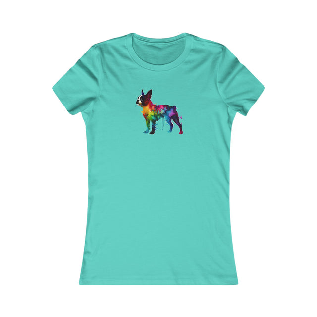 Rainbow Boston Terrier T-shirt,Pride Shirt,Dog Lover Top,Rainbow Animals,LGBTQ+ Tee,Boston Terrier Owner,Women's Favorite Tee