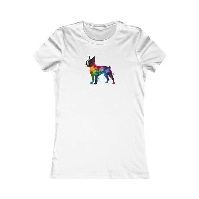 Rainbow Boston Terrier T-shirt,Pride Shirt,Dog Lover Top,Rainbow Animals,LGBTQ+ Tee,Boston Terrier Owner,Women's Favorite Tee