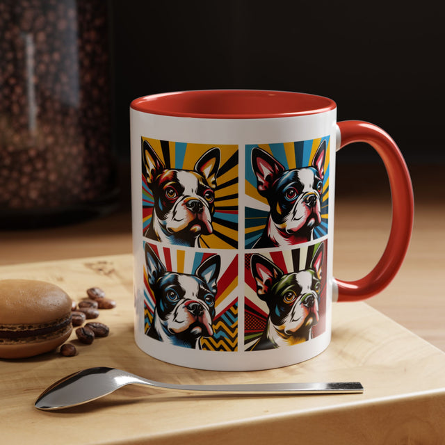 Boston Terrier Coffee Cup,4-Panel Pop Art Mug,Boston Terrier Lover,Boston Terrier Mom