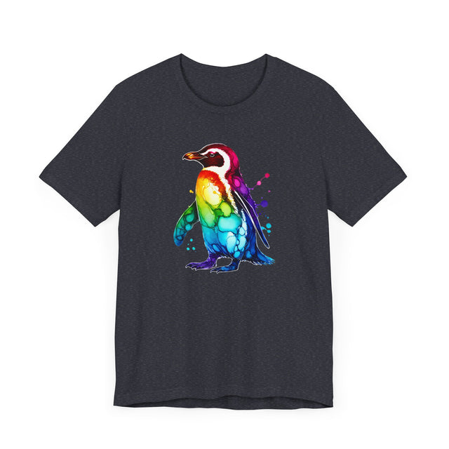 Rainbow Penguin Alcohol Ink T-shirt, Pride Shirt,Bird Lover T shirt, LGBTQ+, BGLT, Avian,Gray Heron