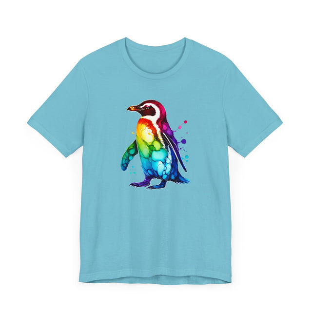 Rainbow Penguin Alcohol Ink T-shirt, Pride Shirt,Bird Lover T shirt, LGBTQ+, BGLT, Avian,Gray Heron