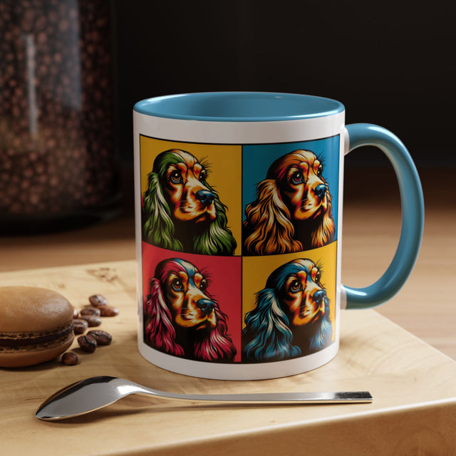 Cocker Spaniels Coffee Cup,4-Panel Pop Art Mug,Cocker Lover,Cocker Mom,Cocker Dad,Dog Lover Gift,Cocker Spaniel Gift