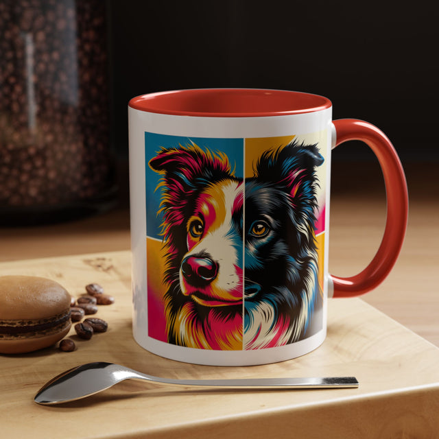 Border Collies Coffee Cup,4-Panel Pop Art Mug,Border Collie Lover,Border Collie Mom,Border Collie Dad,Dog Lover Gift,Border Collie Gift
