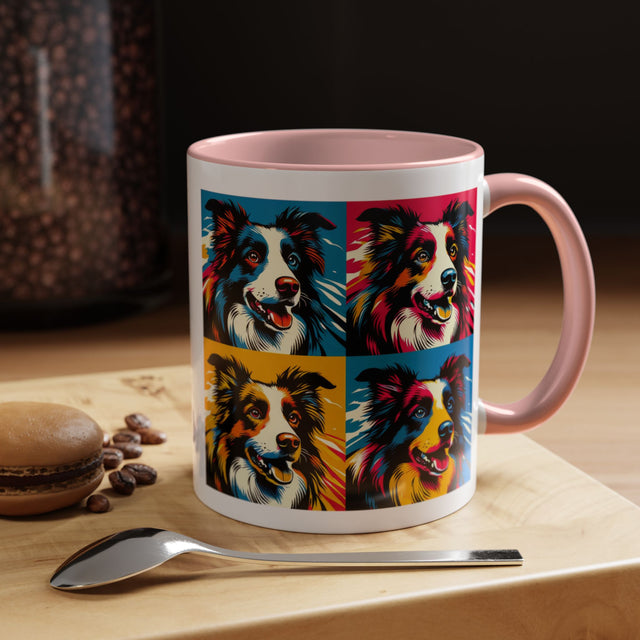 Border Collies Coffee Cup,4-Panel Pop Art Mug,Border Collie Lover,Border Collie Mom,Border Collie Dad,Dog Lover Gift,Border Collie Gift