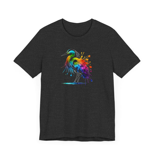 Rainbow Grey Heron Alcohol Ink T-shirt, Pride Shirt,Bird Lover T shirt, LGBTQ+, BGLT, Avian,Gray Heron