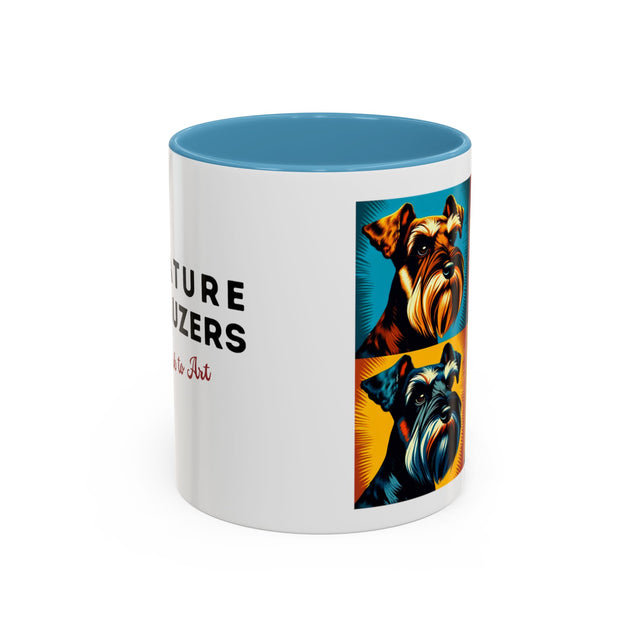 Black Miniature Schnauzer Coffee Cup, 4-Panel Pop Art Mug