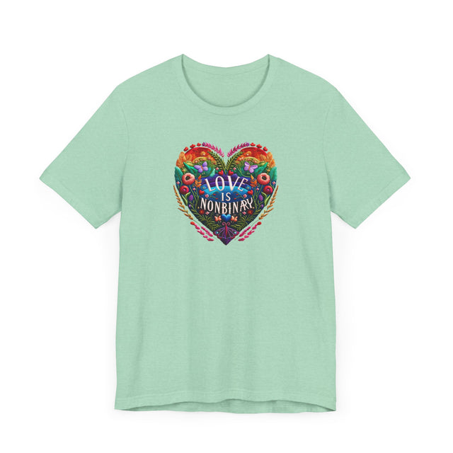 Love Is NonBinary Heart Shirt, Rainbow Heart T-shirt, LGBTQ+ Heart Top