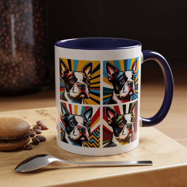 Boston Terrier Coffee Cup,4-Panel Pop Art Mug,Boston Terrier Lover,Boston Terrier Mom