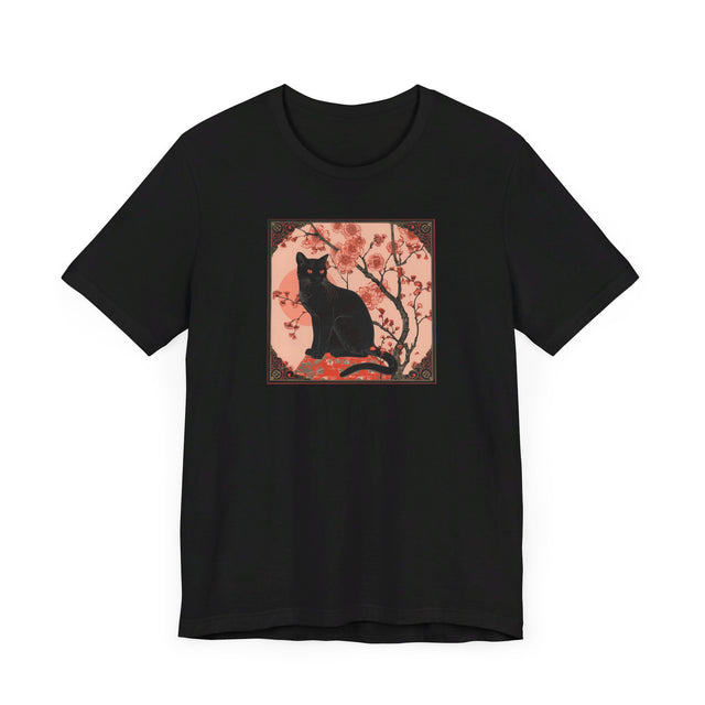 Black Cat Flowers T-shirt, Cat Lover Top, Halloween Tee