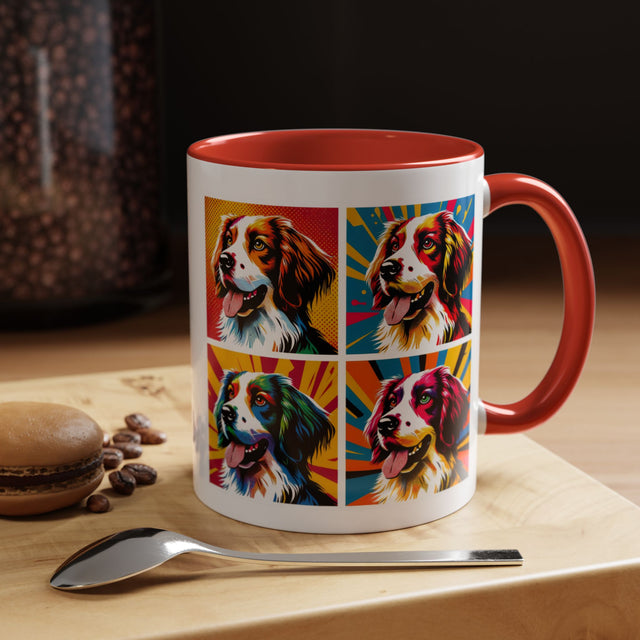 Brittanys Coffee Cup,4-Panel Pop Art Mug,Brittany Lover,Brittany Mom,Brittany Dad,Dog Lover Gift,Brittany Gift