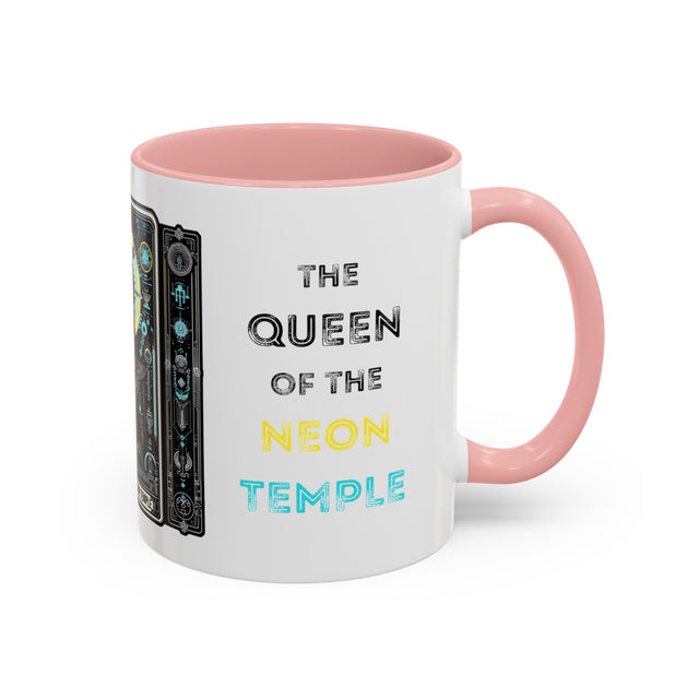 Queen of the Neon Temple Tarot card mug,Mothers Day Gift,EDM gift,Mystical Cards cup,Raver mug,Dance Music mug,Cyberpunk cup,Sci-fi mug